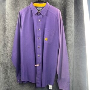 Rough Stock Panhandle Slim‎ Men's XL Purple Button Down Shirt Embroidered Logo